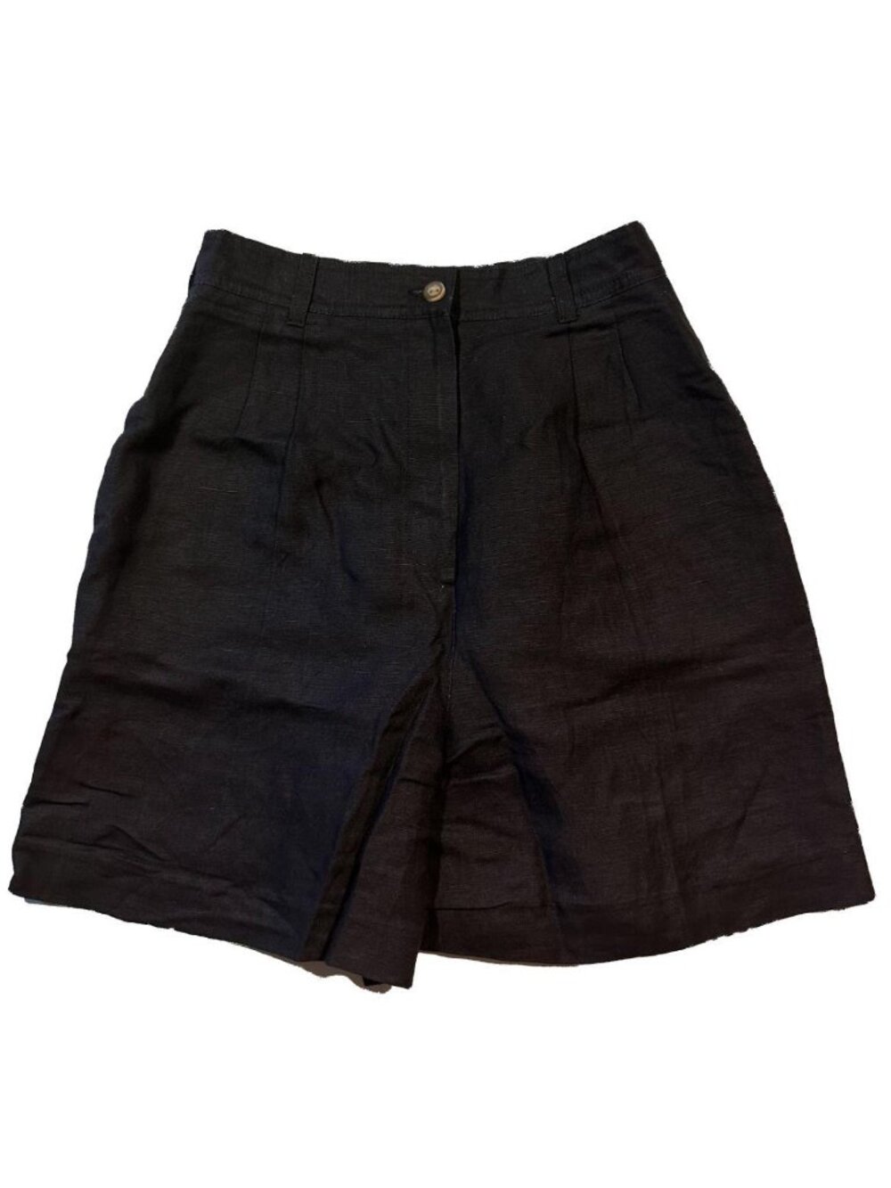 Black linen/rayon dress shorts